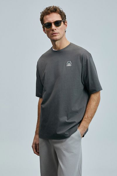 Lufian Nimbus Modern Graphic T-Shirt Brown
