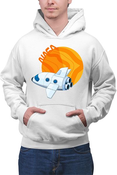 OEM Men's Hoodie NASA Rocket Fire Planet Fly Cute Orbit