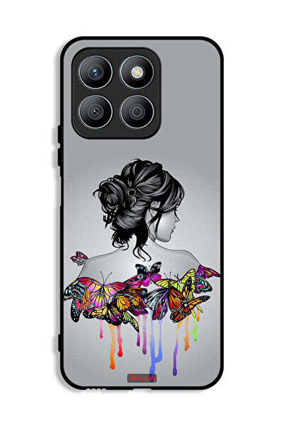 Tolwak غطاء حماية لهاتف Honor X8b برسومات فراشات وفتاة فنية تجريدية