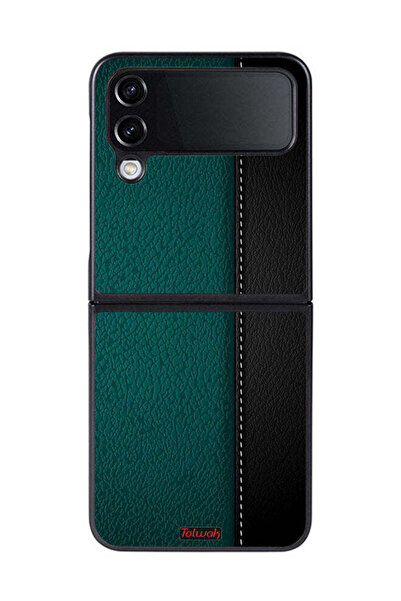 Tolwak غطاء حماية جلدي بنمط هندسي لهاتف Samsung Galaxy Z Flip 4