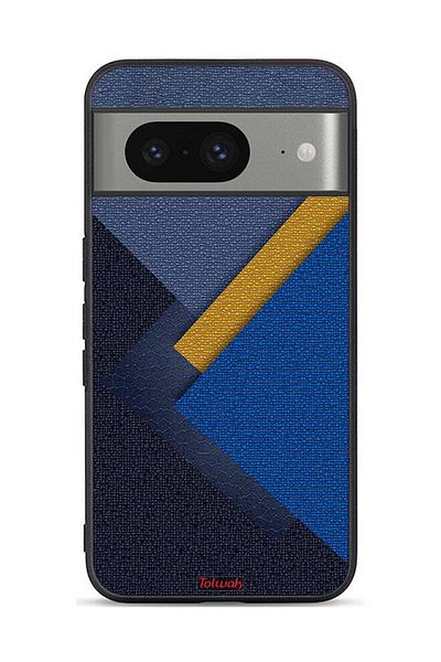 Tolwak Google Pixel 8 Protective Case Cover Triangles Leather Shades Pattern