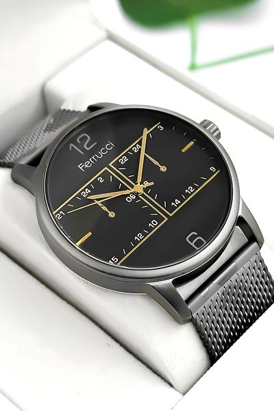 Ferrucci Function Men's Wristwatch Steel Cord Camouflage Bracelet Gift 3Atm Sdfer173