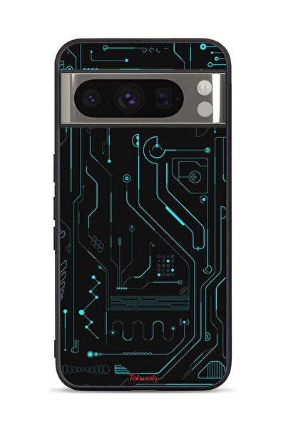 Tolwak غطاء حماية لجهاز Google Pixel 8 Pro دوائر فنية رقمية بسيطة شاشات متعددة