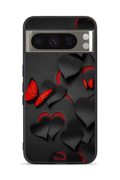 Tolwak غطاء حماية لجهاز Google Pixel 8 Pro بنقشة قلوب وفراشات