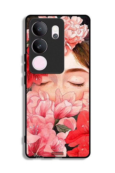 Tolwak vivo V29 Pro Protective Case Cover Girl Face Hide In Flowers Art