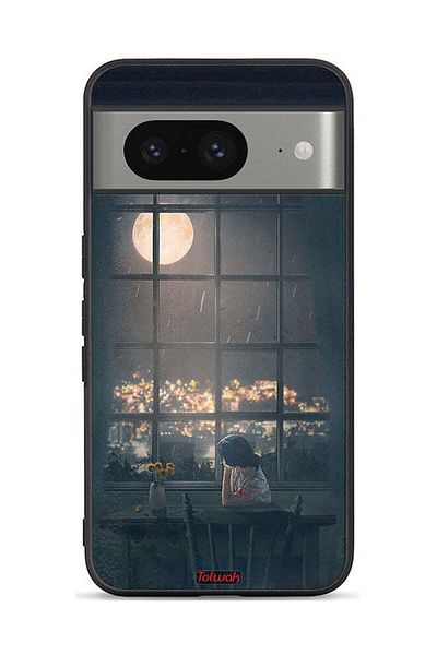 Tolwak Google Pixel 8 Protective Case Cover Looking At Moon Art