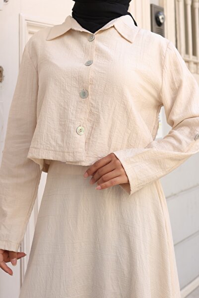 ECESSAMODAM Πουκάμισο Φούστα Μουσουλμανική Φορέματα Σετ δύο τεμαχίων