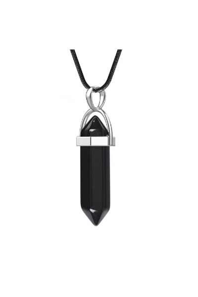 OEM COLIER CU PANDANTIV DIN CRISTAL CU DUBLU VÂRF | OBSIDIAN | ARHETIPUL BUFONULUI