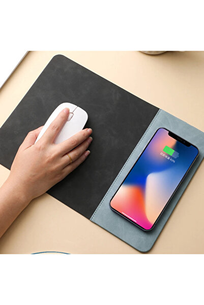 TWOX Mouse Pad ile 15W telefon kablosuz hızlı şarj 2 in 1 PU deri oyun Mousepad