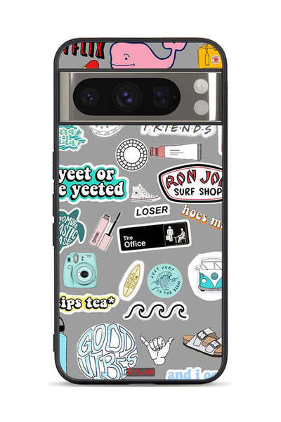 Tolwak غطاء حماية لجهاز Google Pixel 8 Pro بملصقات Good Vibes