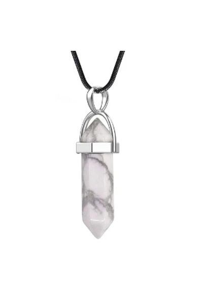OEM DOUBLE-POINTED CRYSTAL PENDANT NECKLACE | WHITE TURQUOISE | UNIVERSAL ARCHETYPE