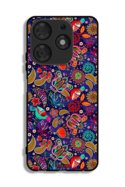 Tolwak غطاء حماية لهاتف تكنو سبارك 10 برو بنقشة طيور وأوراق زهور ملونة