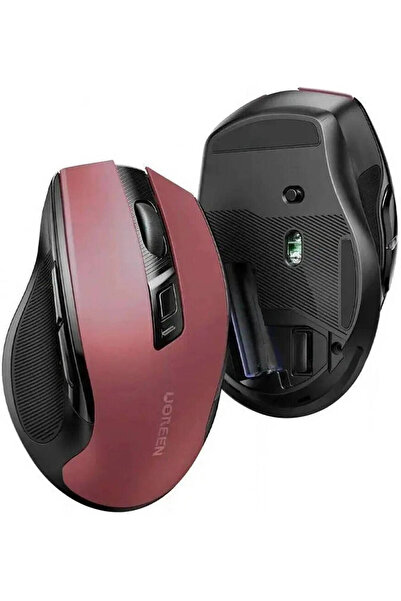 Ugreen 4000 DPI Ergonomik Sessiz Kablosuz Optik Mouse, Kırmızı, 25752