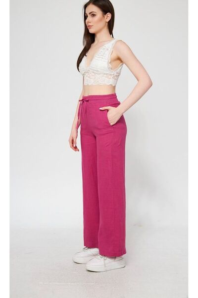 Paydey Patterned Linen Palazzo Trousers