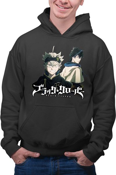 OEM Men's Hoodie Black Clover Asta Yuno Logo Adventure Drama