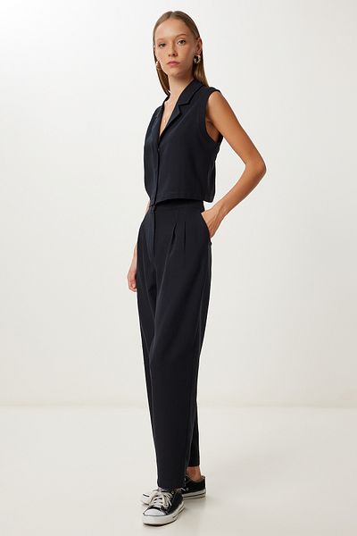 Lovelyİstanbul Linen Vest Pants Suit Lrv0117 Black