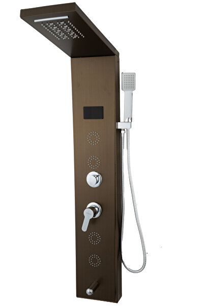 Trendy's Panou de dus cu hidromasaj TRENDY’S, inox 5 functii digital cu led, bronz antichizat