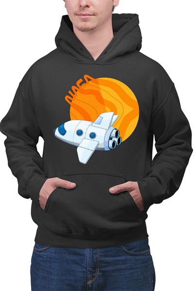 OEM Men's Hoodie NASA Rocket Fire Planet Fly Cute Orbit
