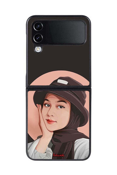Tolwak غطاء حماية لهاتف Samsung Galaxy Z Flip 4 بتصميم فتاة قبعة لطيفة ورسم فني