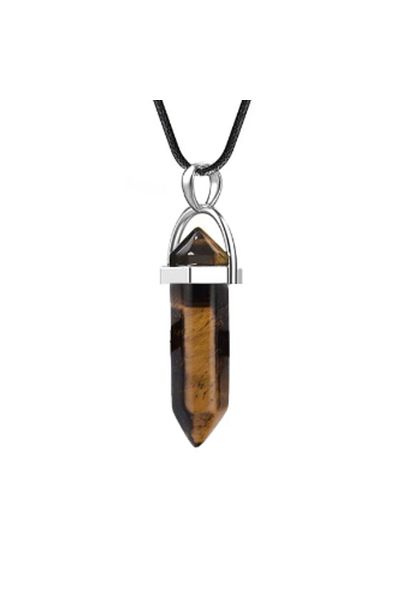 OEM DOUBLE-POINTED CRYSTAL PENDANT NECKLACE | TIGER EYE | KING ARCHETYPE
