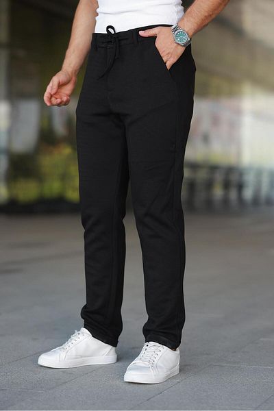 Miron Men's Black Jogger Pants – Lace-Up Zipper Pocket - 2534