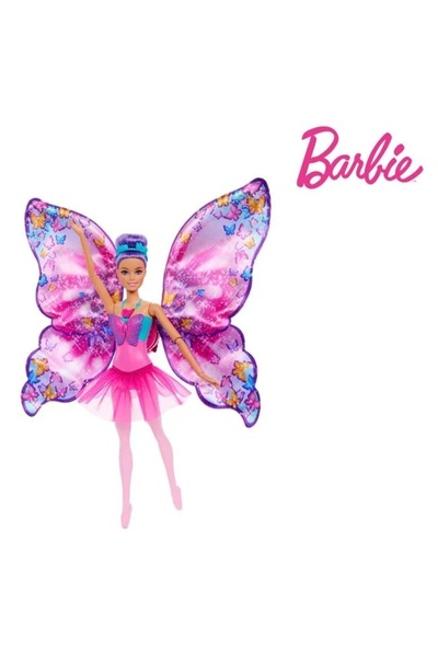 divendi-ro Păpușă Barbie balerină cu transformare în fluture, vârsta 3+ ani, 23x7x32.5cm, roz