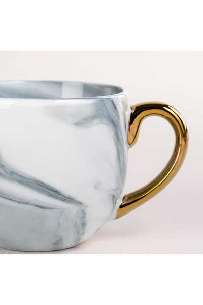 Dallaty La Mesa light grey marble Turkish coffee cups set 12 pcs