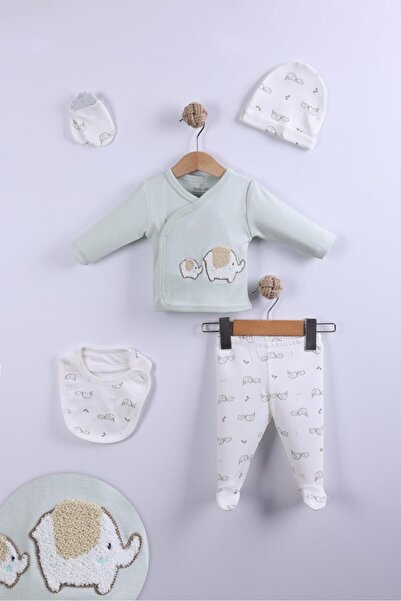 QUESHMA طقم خروج من المستشفى مكون من 5 قطع مطبوع من القطن (طقم ملابس داخلية م...