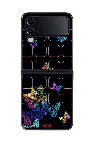 Tolwak Samsung Galaxy Z Flip 4 Protective Case Cover Colorful Butterflies