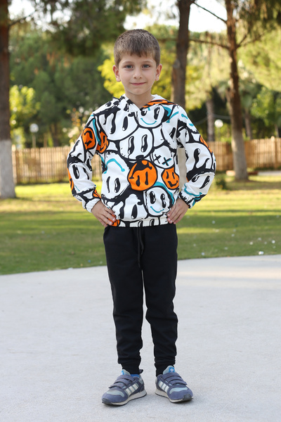 Trendy Merry Store Unisex Children's Tracksuit with Patterned Hood