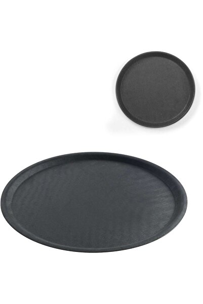 HENDI Tavă rotundă antiderapantă pentru chelner, diametru 50cm, neagră - 508787