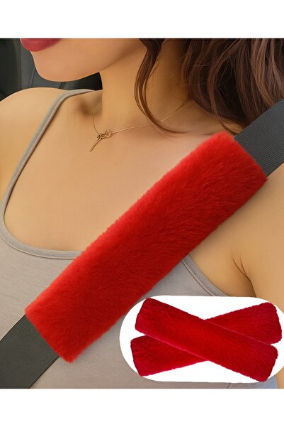 Red Plush Seat Belt Pad (2pcs)