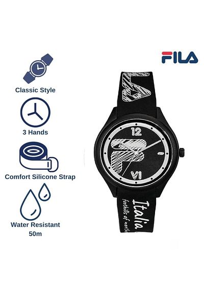Fila Adult Unisex Analog Watch, Black 38-321-302, 44 mm