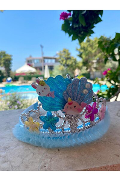 shop Girl's Mixed Seashell Figured Fish Pearl Tulle Shiny Scalloped Crown