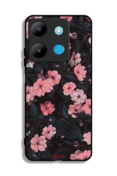 Tolwak غطاء حماية لهاتف إنفينيكس سمارت 7 - لون الخوخ والورود الصغيرة