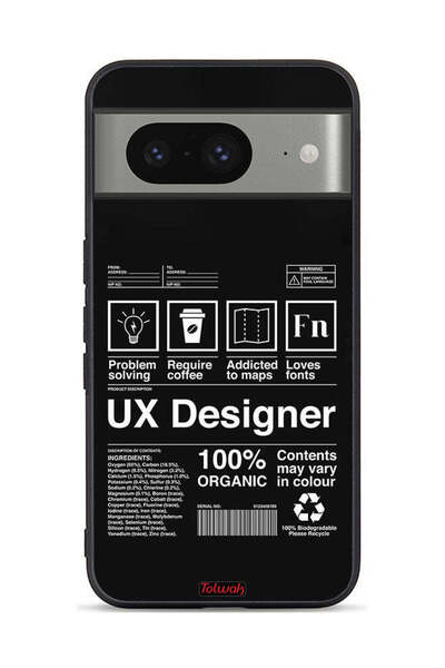 Tolwak غطاء حماية لجهاز Google Pixel 8، ملصق مصمم تجربة المستخدم