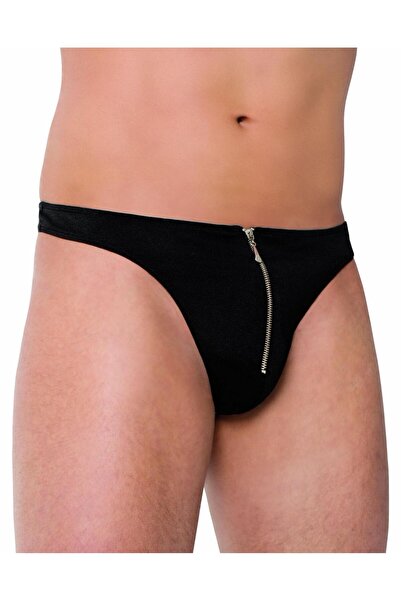 Softline Men's Thong with Zipper XL + Bikini, Softline, G-string 2322, Lace, Cut-Out, Semi-Transparent, Red,