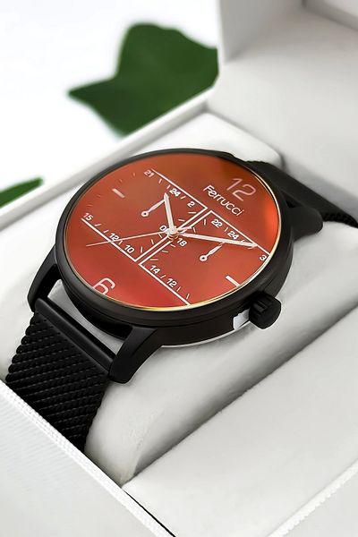 Ferrucci Function Men's Wristwatch Steel Case & Steel Cord Black Zmfer191