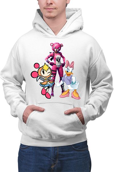 OEM Men's Bomberman Donald Duck Daisy Fortnite Fluffly Funny Hoodie