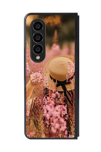 Tolwak غطاء حماية لهاتف سامسونج جالاكسي زد فولد 4 بتصميم فتاة قبعة مزينة بالزهور