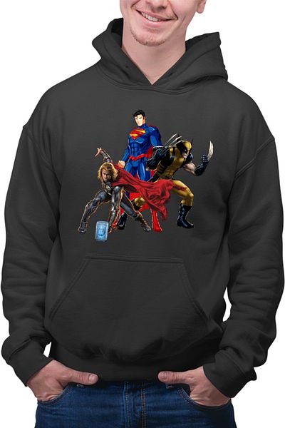 OEM Men's Hoodie Thor Marvel Wolverine Superman Axe Superhero