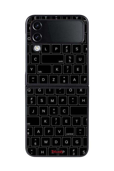 Tolwak غطاء حماية لهاتف Samsung Galaxy Z Flip 4 بنمط مفاتيح لوحة مفاتيح عشوائية
