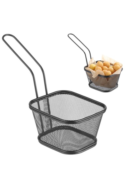 HENDI Koszyk do serwowania smażonych przekąsek frytek z uchwytem czarny 130x1...