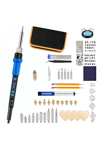 GlowforHome Set profesional pirogravura si lipire GlowforHome, 62 piese, letcon reglabil, sabloane, cositor