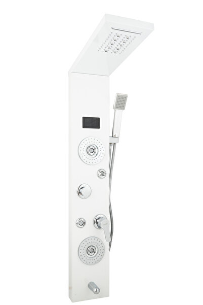 Trendy's Panou de dus cu hidromasaj, inox 5 functii digital cu led, white-satin