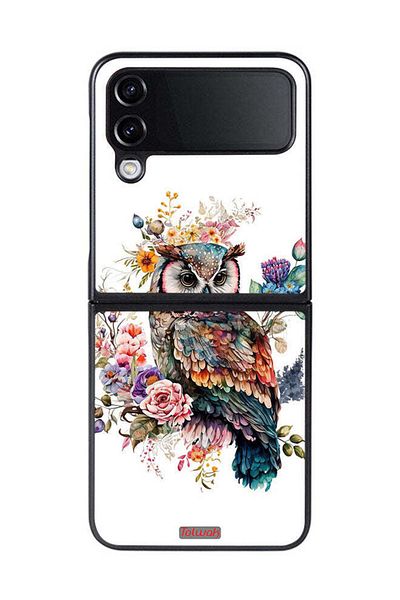 Tolwak Samsung Galaxy Z Flip 4 Protective Case Cover Owl Abstract Art