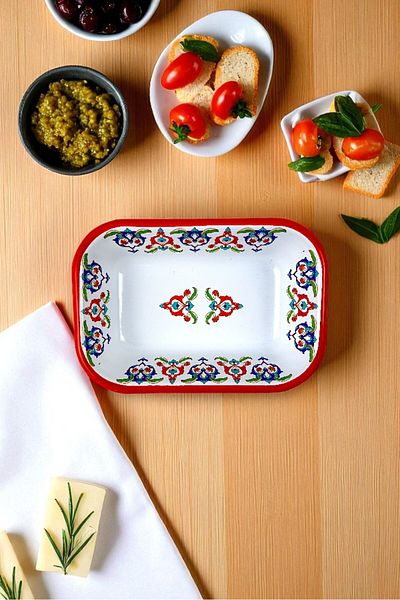 İnci Emaye No. 13 Enameled Square Plate Appetizer Breakfast Camping Picnic