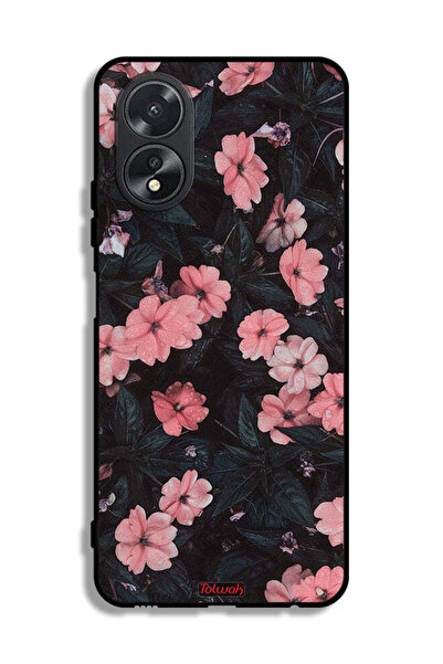 Tolwak غطاء حماية لهاتف Oppo A38 - لون الخوخ والورود الصغيرة