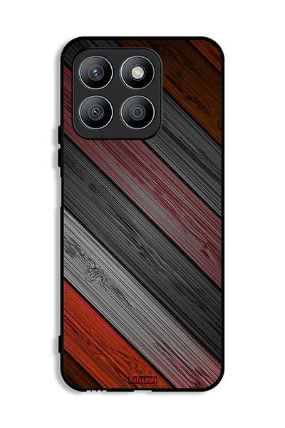 Tolwak Honor X8b Protective Case Cover Colored Wooden Pattern
