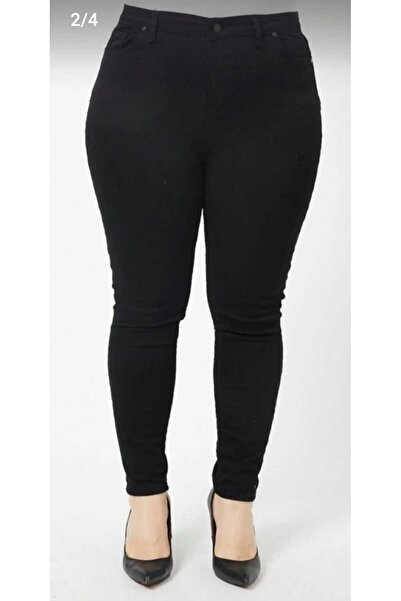 Lixera Black High Waist Lycra Plus Size Battal Jean Trousers